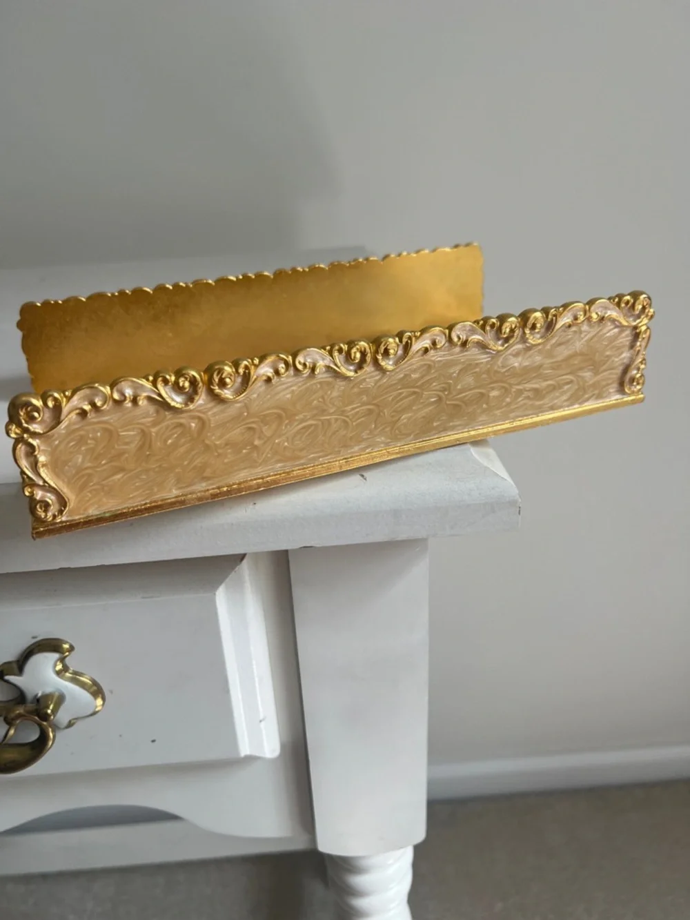 Vintage Mike + Ally NYC Gold Scottie Dog Letter Holder Vanity Napkin Tray Luxury